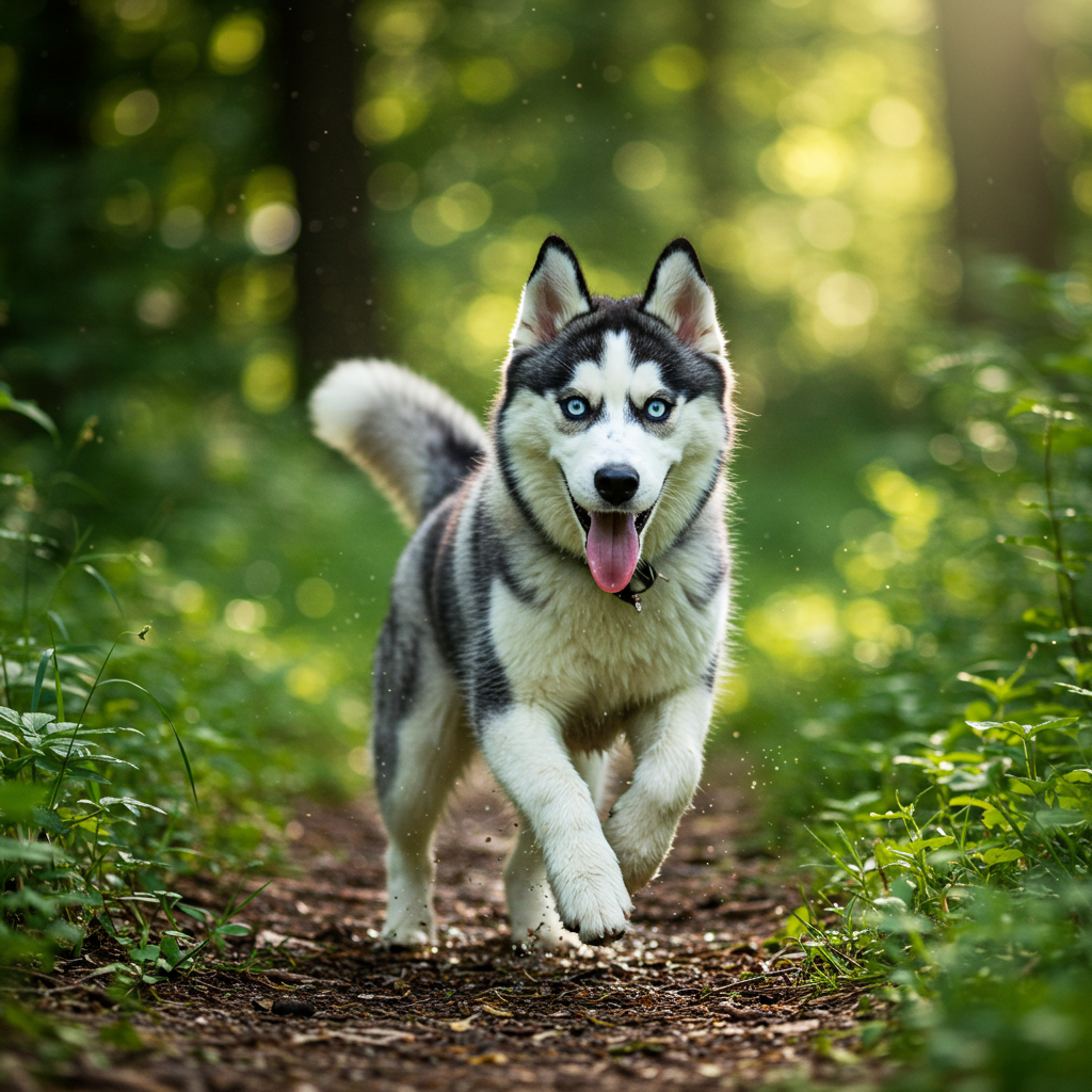 husky-uitlaten-in-het-bos