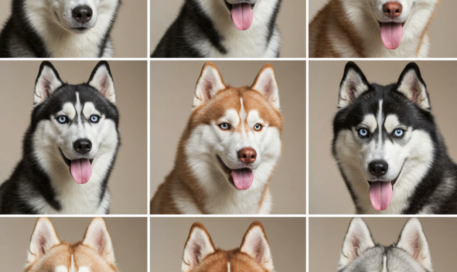 Verschillende kleuren van de Siberische Husky