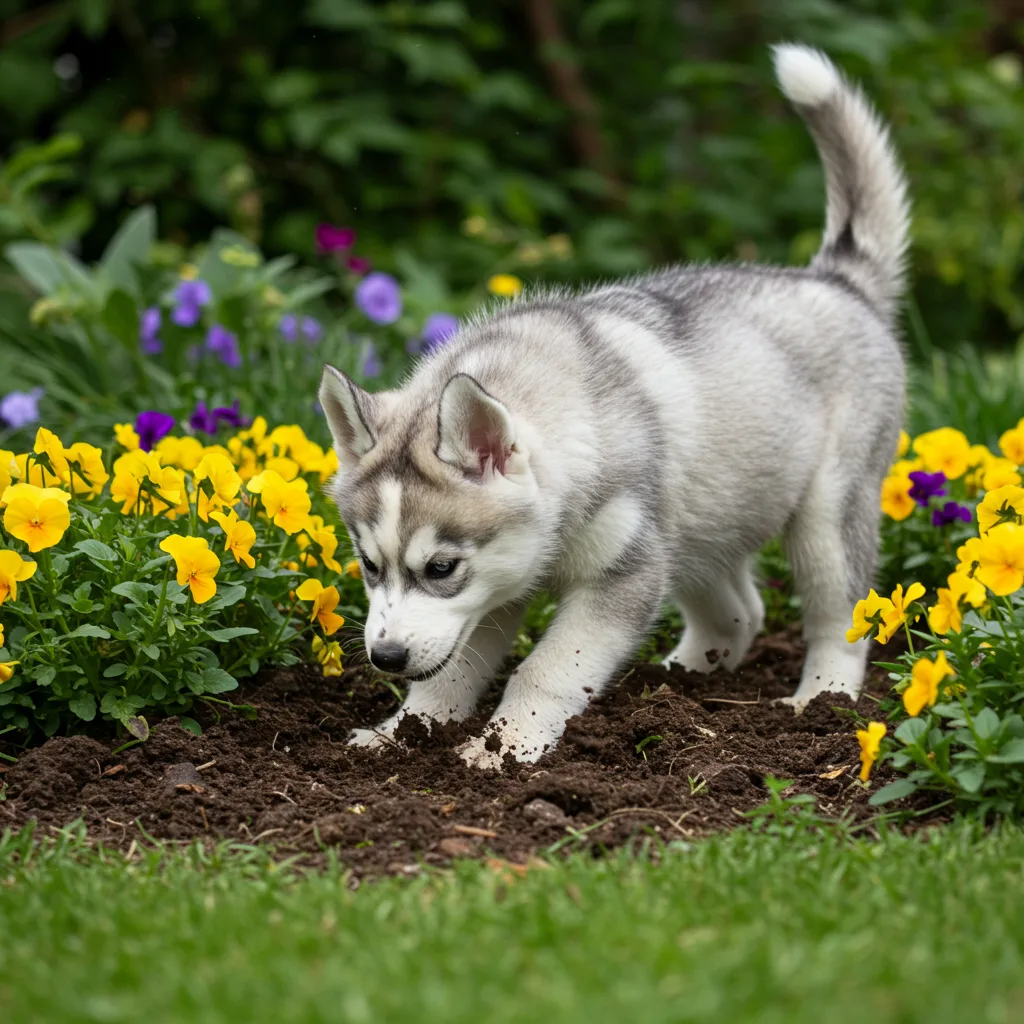 gravende-husky-in-de-tuin